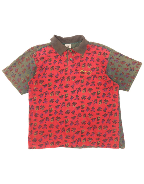 Camisa polo masculina Meeting grande algodão floral rosa