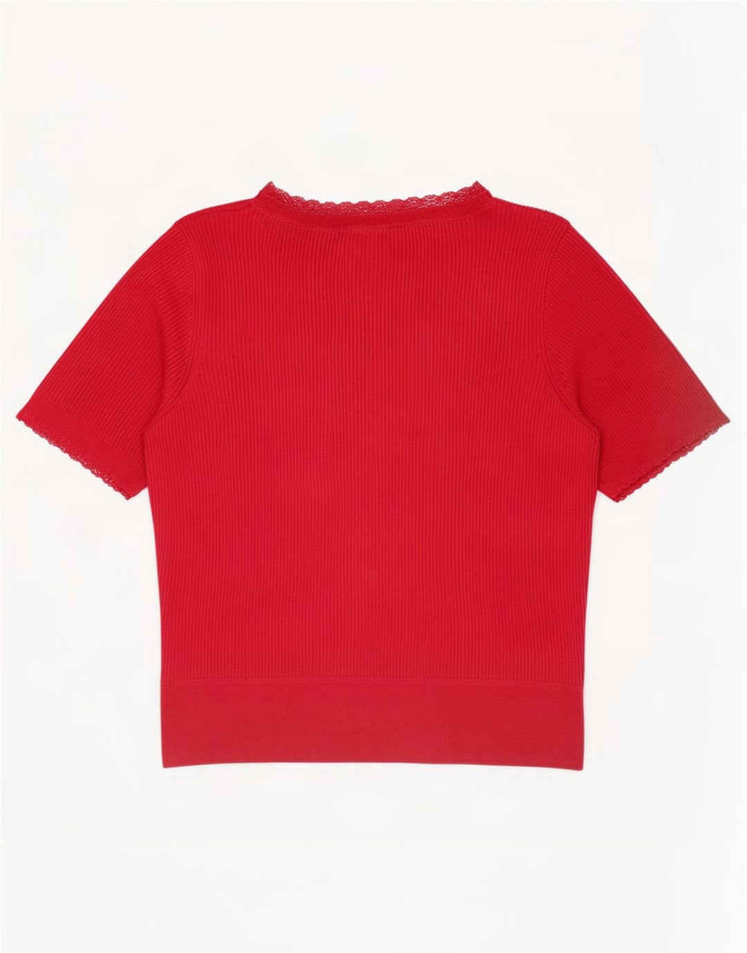 Blusa feminina de manga curta Marks & Spencer Reino Unido 16 grande acrílico vermelho