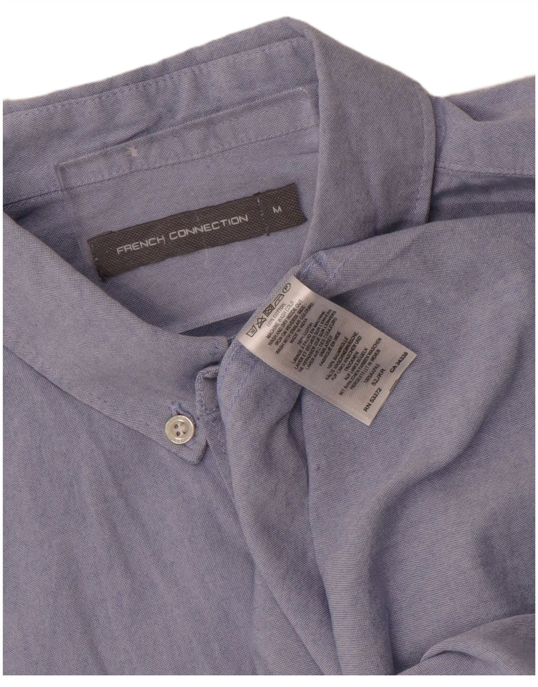 Camisa masculina de manga curta French Connection algodão azul médio