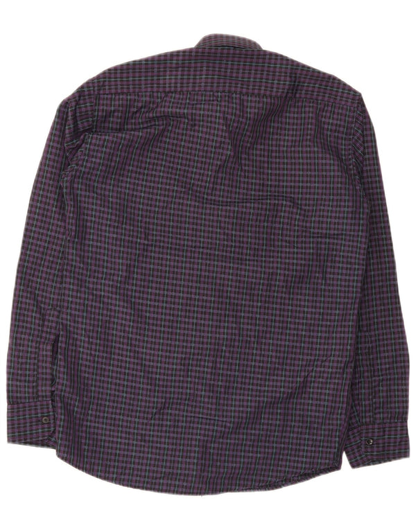 Camisa masculina Pierre Cardin Regular Fit tamanho 15 xadrez roxo médio