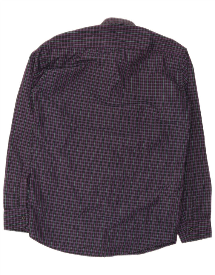 Camisa masculina Pierre Cardin Regular Fit tamanho 15 xadrez roxo médio