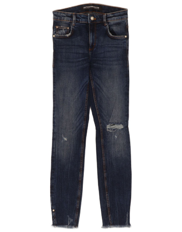 Calça jeans skinny feminina Zara EU 34 2XS W24 L27 azul algodão