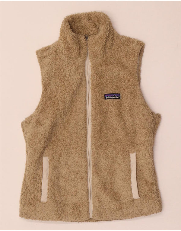 Patagonia Womens Fleece Gilet UK 10 Pequeno Poliéster Bege