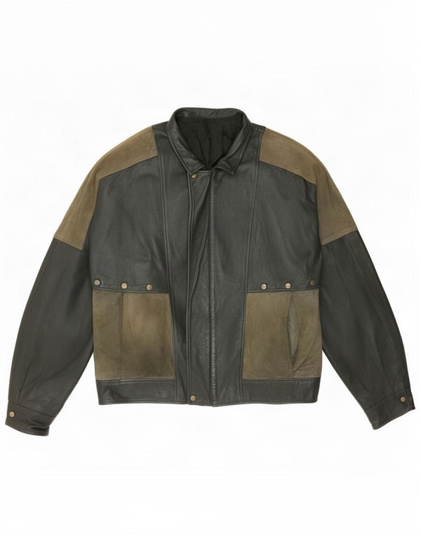 Jaqueta de couro masculina Maxime IT 56 3XL cáqui colorblock