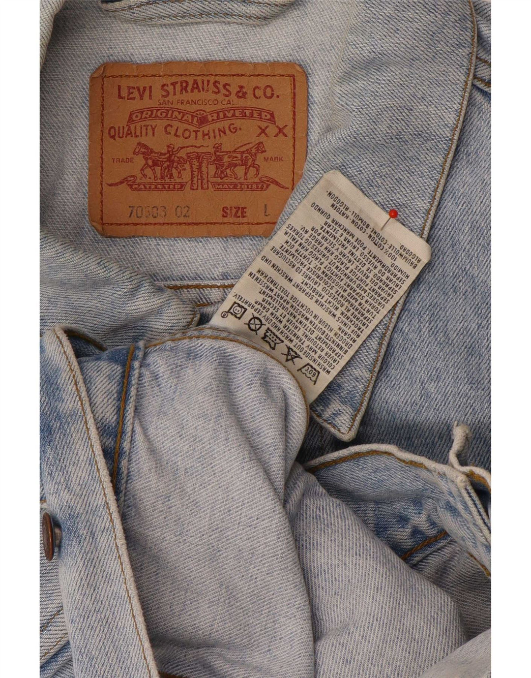 Jaqueta jeans masculina Levi's UK 40 grande algodão azul