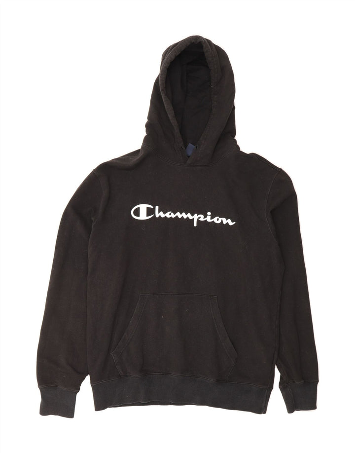 CHAMPION Mens Graphic Hoodie Jumper Large Black Cotton Vintage Champion and Second-Hand Champion from Messina Hembry 