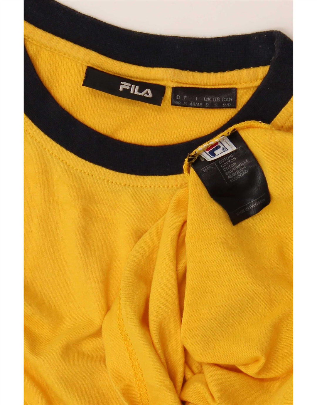 Camiseta masculina Fila top pequeno amarelo colorblock algodão