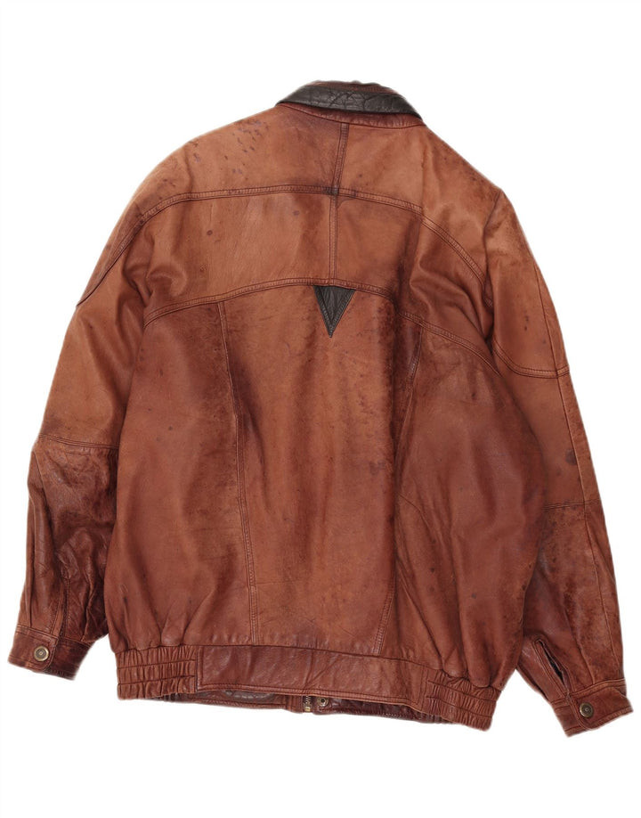 Jaqueta de couro masculina vintage UK 42 XL couro marrom
