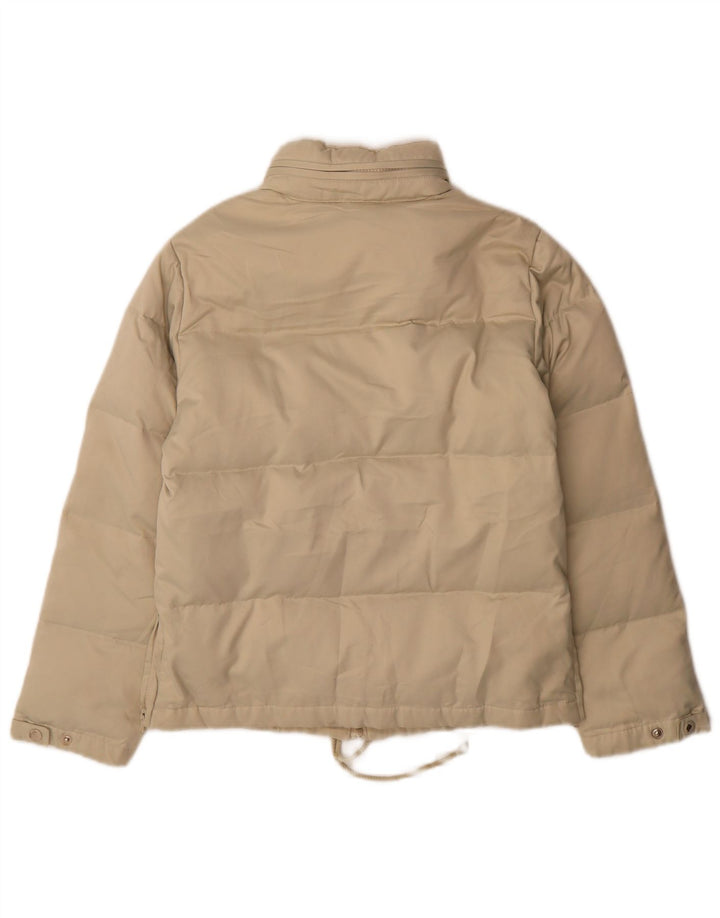 Jaqueta acolchoada com capuz feminino Zara EU 38 poliéster bege pequeno