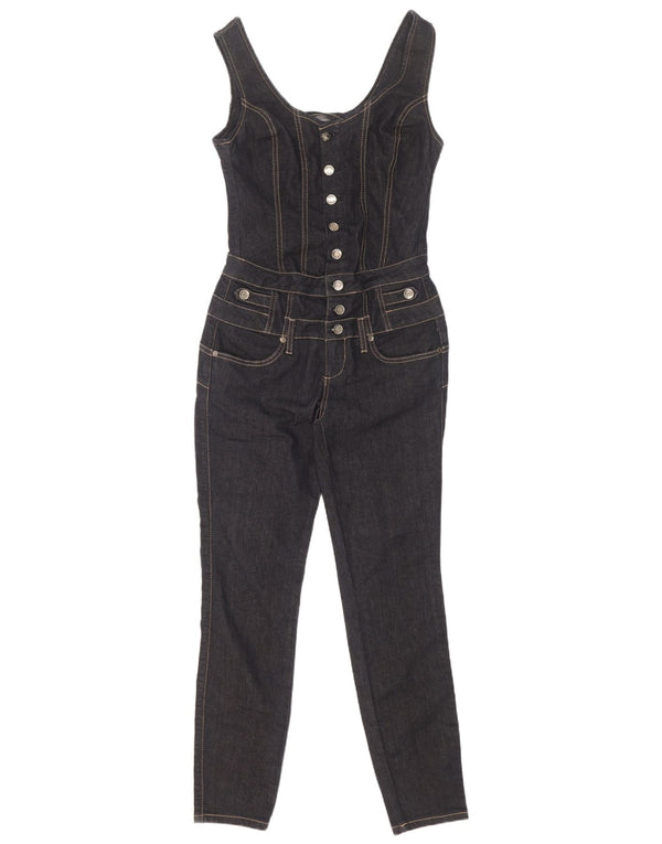 Macacão jeans feminino sem mangas Liu Jo Reino Unido 12 algodão preto médio