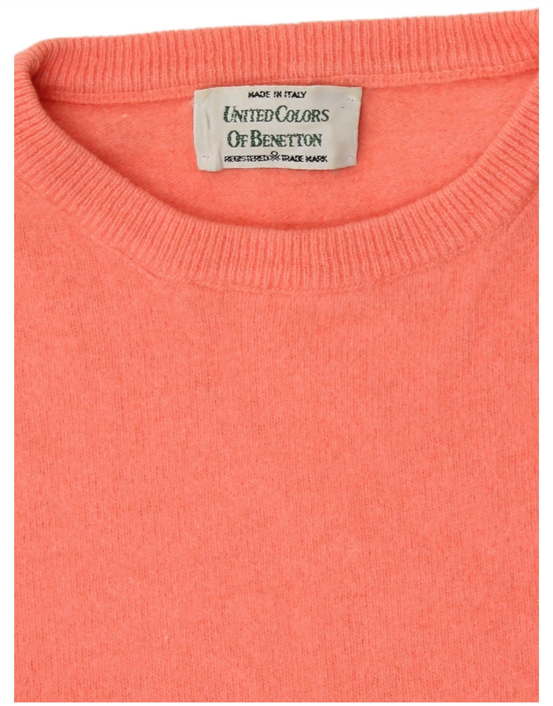 Suéter feminino Benetton com gola redonda UK 14 rosa médio