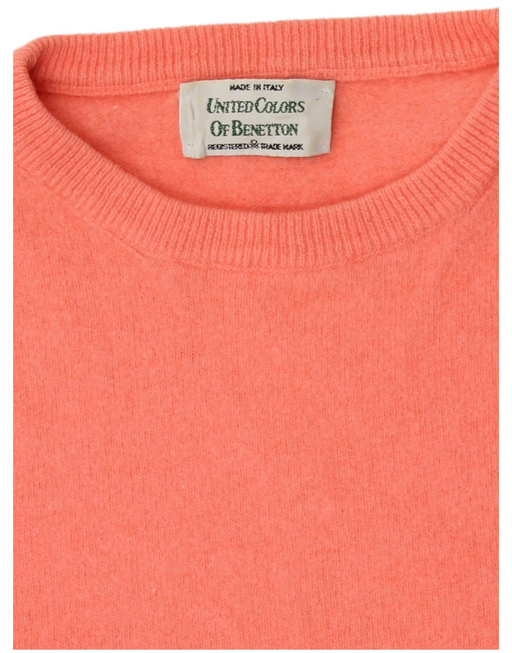 Suéter feminino Benetton com gola redonda UK 14 rosa médio