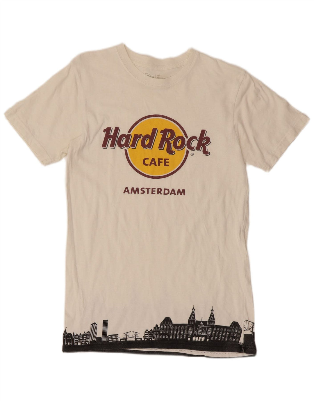 Camiseta masculina HARD ROCK CAFE Amsterdam com estampa gráfica pequena de algodão branco