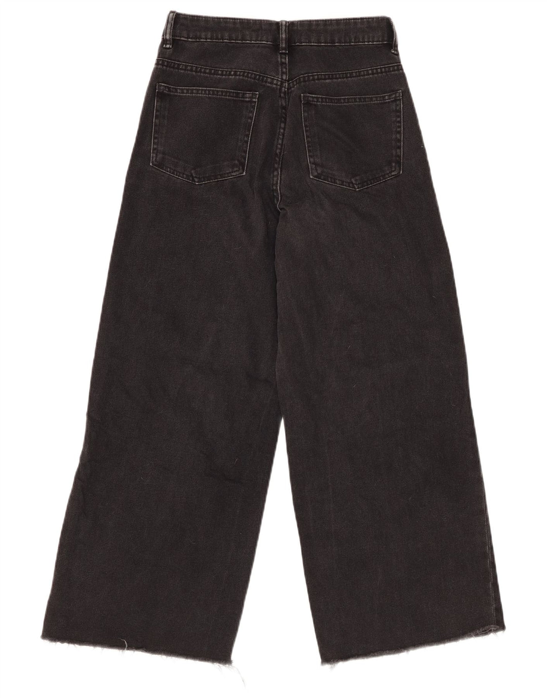 Calça jeans feminina ZARA cintura alta com perna larga W22 L25 algodão preto