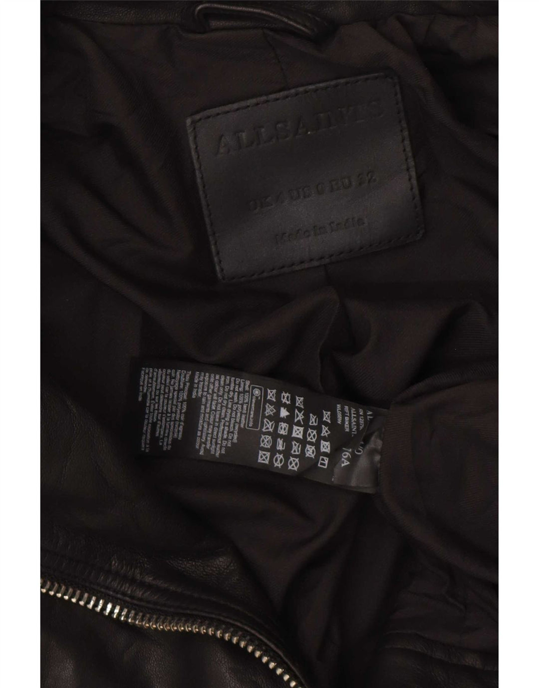 Jaqueta feminina de couro para motociclista All Saints Reino Unido 4 XS couro preto