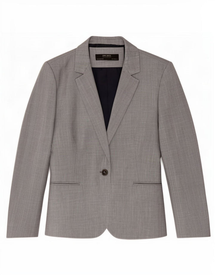 Jaqueta blazer feminina Zara com 1 botão EU 44 XL cinza poliéster