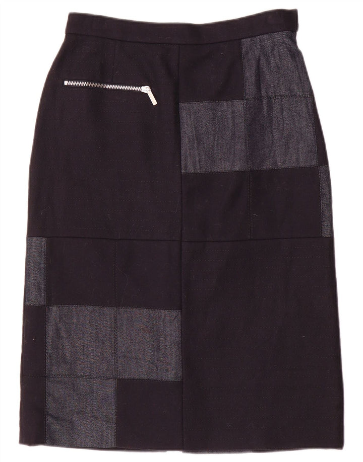 Saia midi feminina Iceberg IT 40 pequena W26 azul marinho patchwork nylon