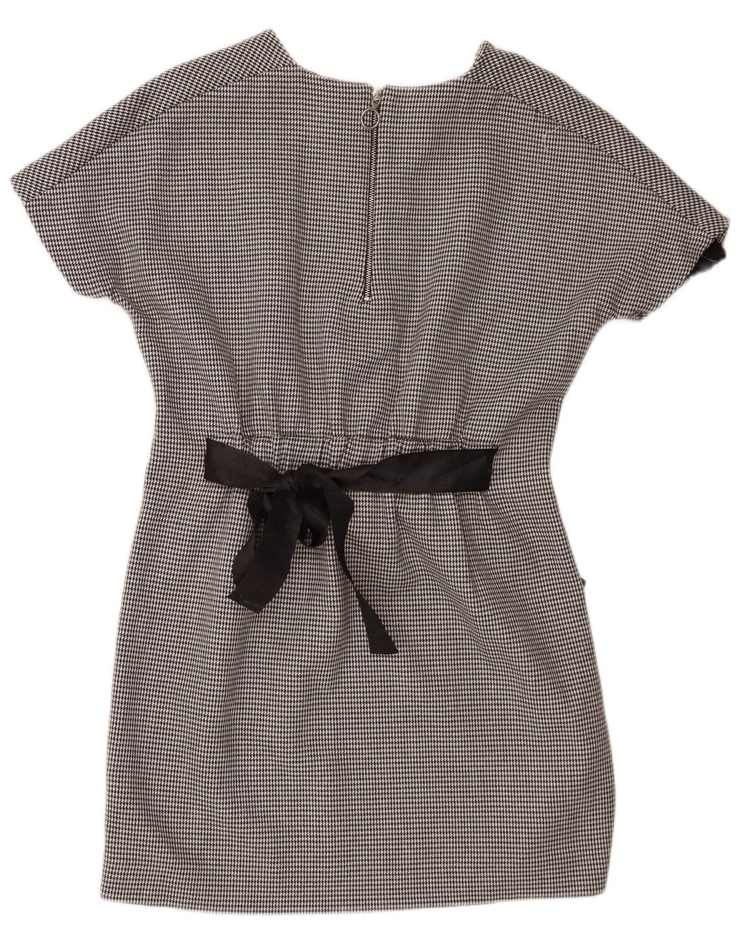 Zara Vestido feminino Trafaluc básico UK 10 pequeno preto houndstooth poliéster