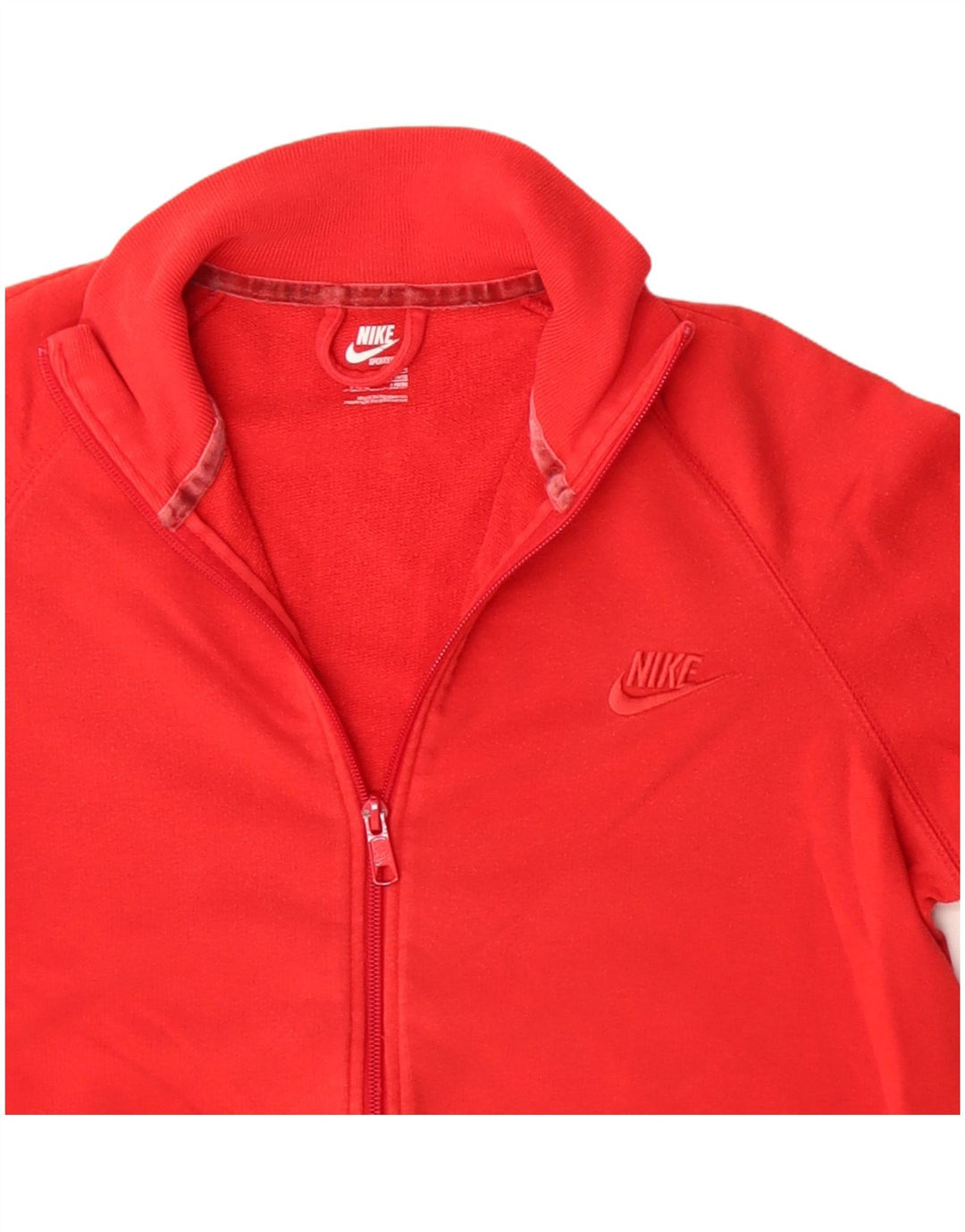 NIKE Womens Tracksuit Top Jacket UK 16 Grande Algodão Vermelho