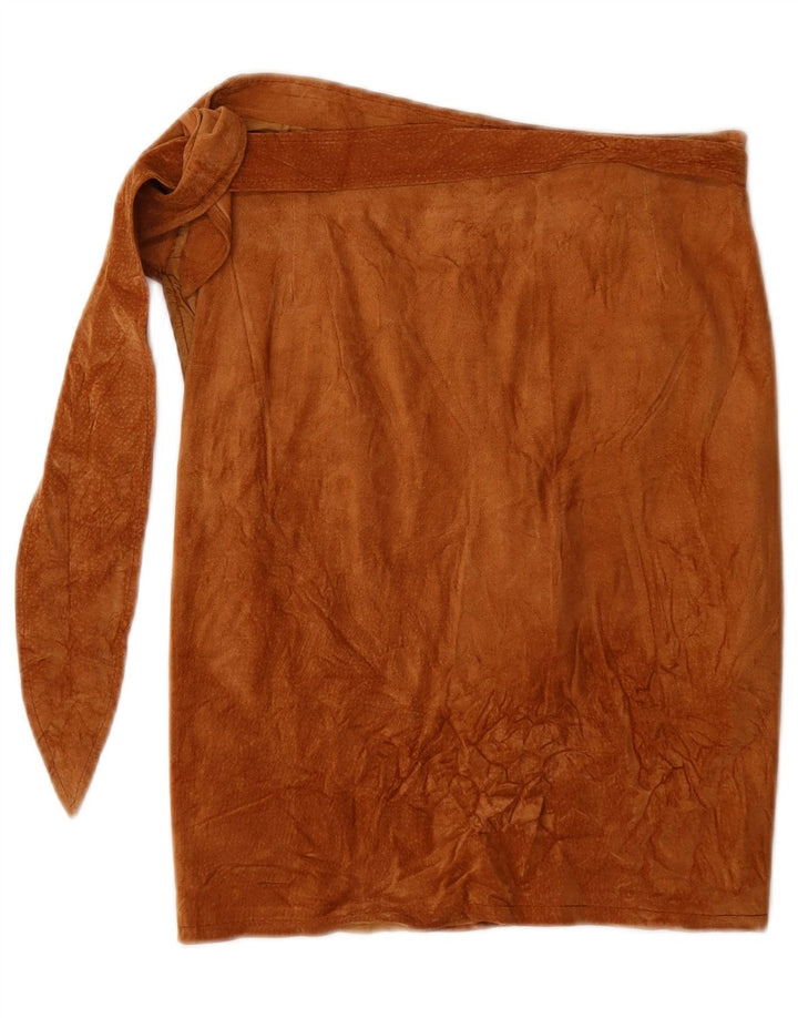 Saia feminina vintage de camurça W25 XS bege