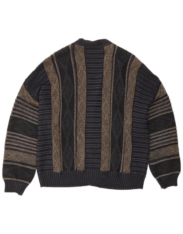 Suéter cardigã masculino Fiume IT 50 médio azul marinho argyle/acrílico diamante