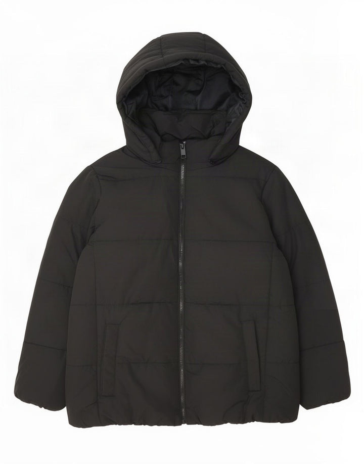 Jaqueta feminina acolchoada com capuz Marks & Spencer Reino Unido 22 3XL poliéster preto