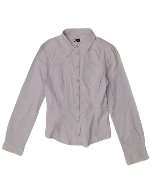 Camisa feminina Anbass Armani Jeans UK 14 algodão azul médio