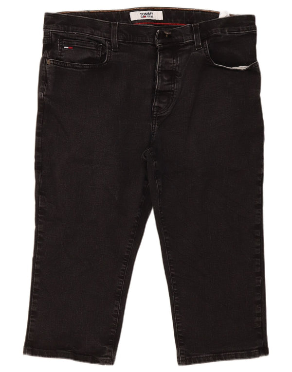 Tommy Hilfiger Masculino Droite Straight Capri Jeans W36 L20 Algodão Preto
