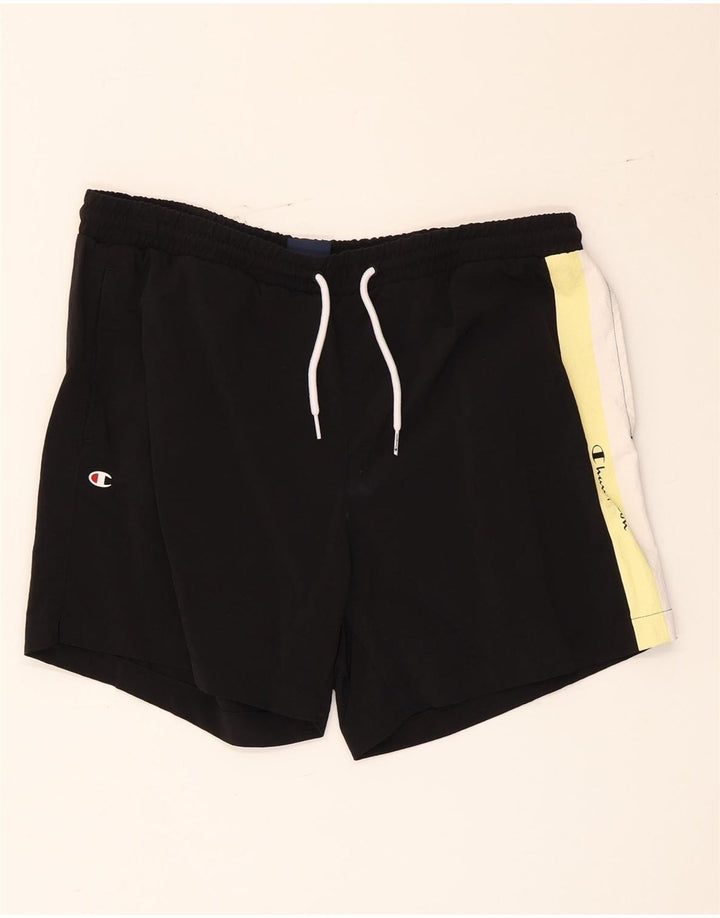 Shorts esportivos masculinos Champion grande preto colorido em nylon