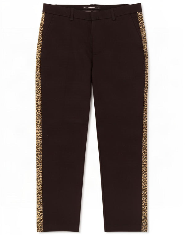 Zara Calça feminina reta cortada média W28 L25 preta estampa animal