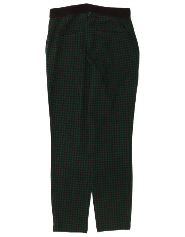 Zara Calça Chino Feminina Slim Médio W28 L26 Poliéster Xadrez Verde