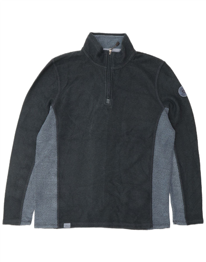 WEIRD FISH Suéter masculino com zíper e gola em bloco XL azul marinho