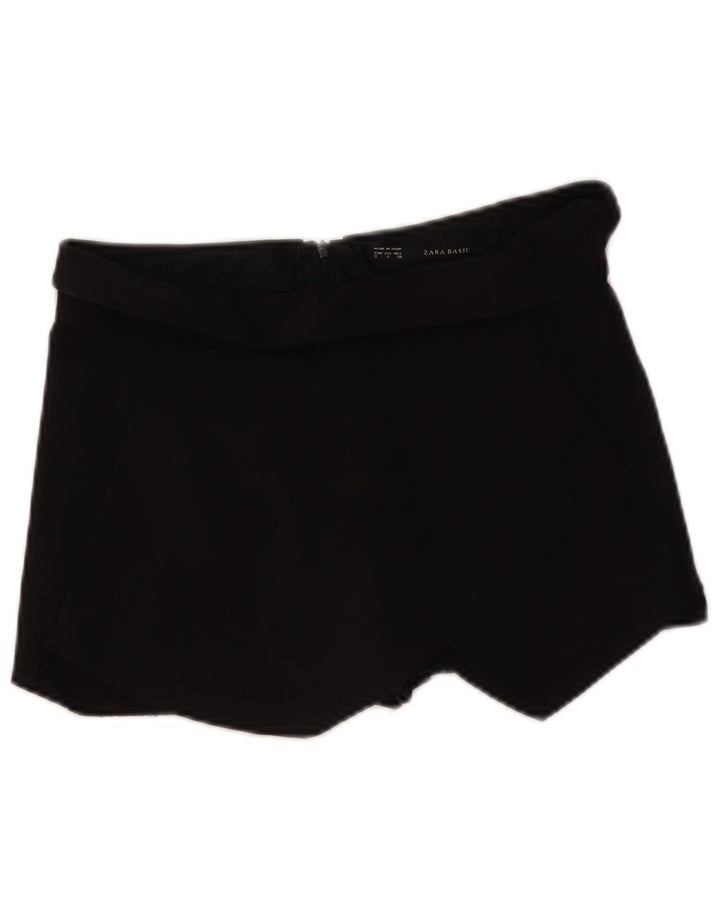 ZARA Womens Skort UK 8 Pequeno Acetato Preto