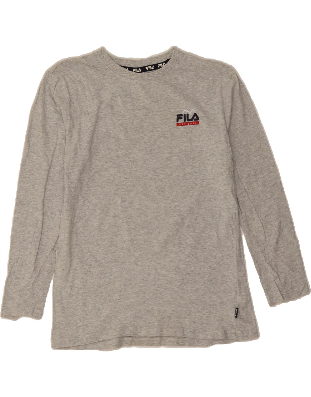FILA Boys Graphic Top Long Sleeve 11-12 Years Grey Cotton Vintage Fila and Second-Hand Fila from Messina Hembry 