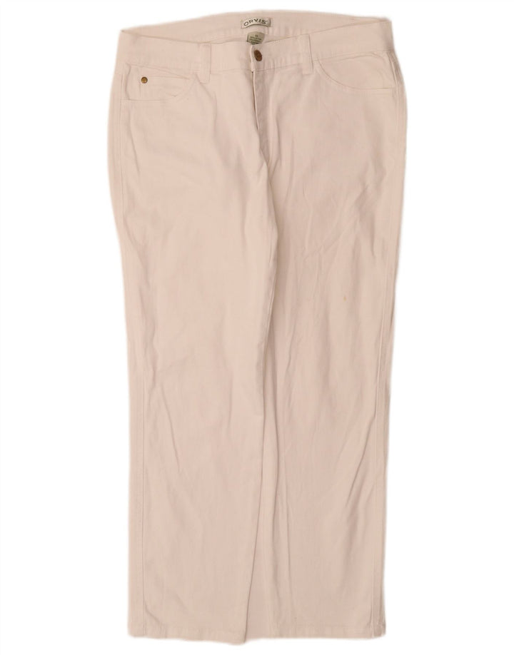 Calça jeans reta feminina Orvis US 10 grande W30 L28 algodão branco