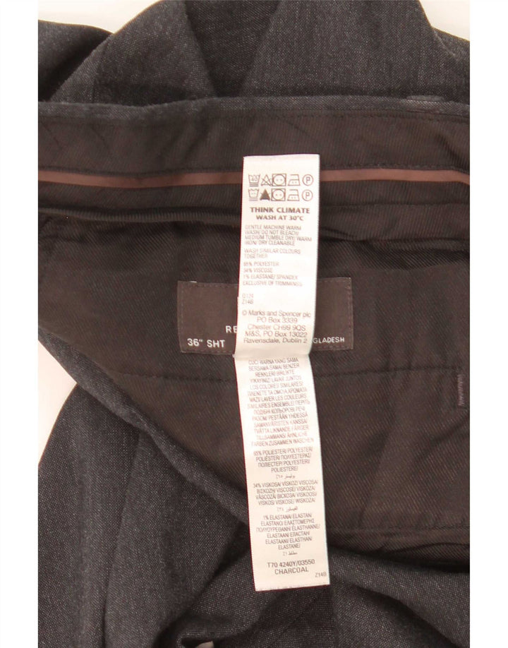 Calça chino reta masculina Marks & Spencer W36 L29 cinza manchada