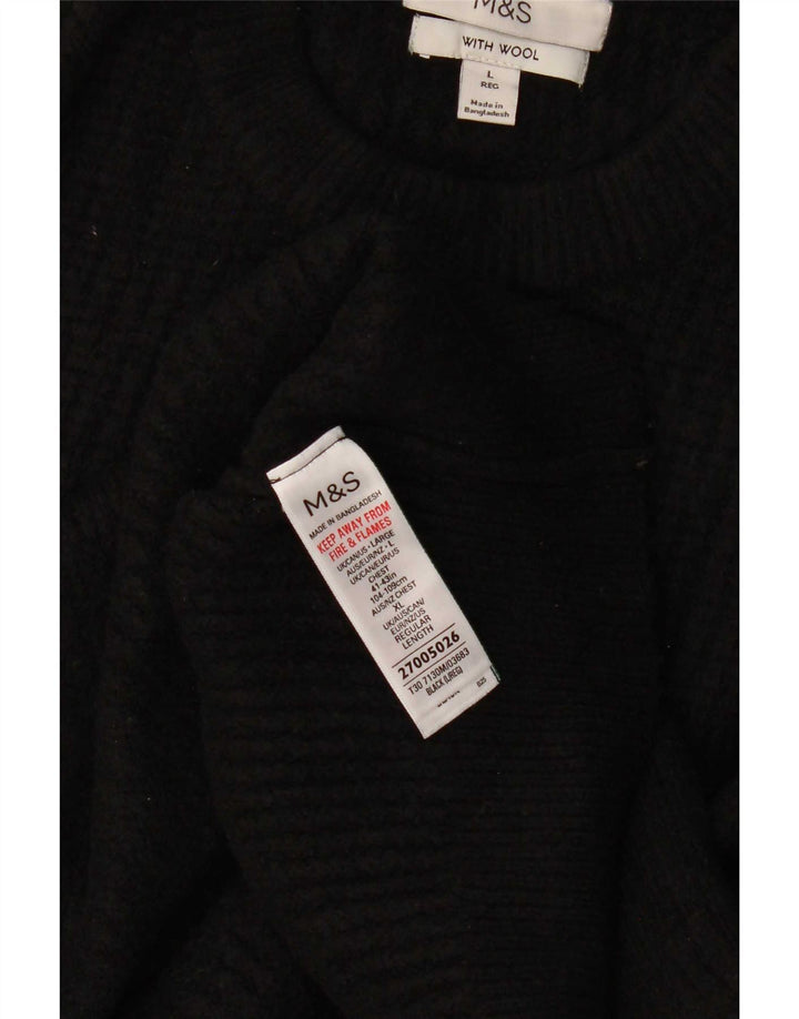 Suéter masculino Marks & Spencer com gola redonda, acrílico preto grande