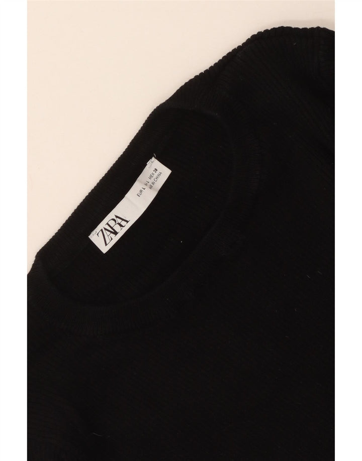 Zara Womens Crop Top Manga Longa Reino Unido 14 Grande Preto