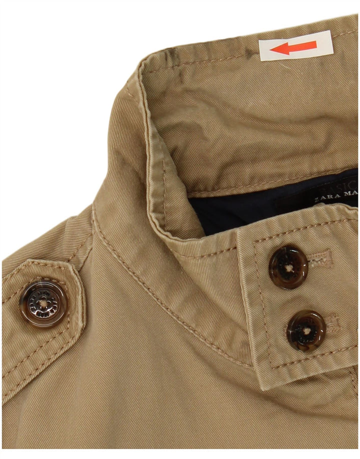 Jaqueta bomber militar masculina Zara Reino Unido 38 algodão bege médio