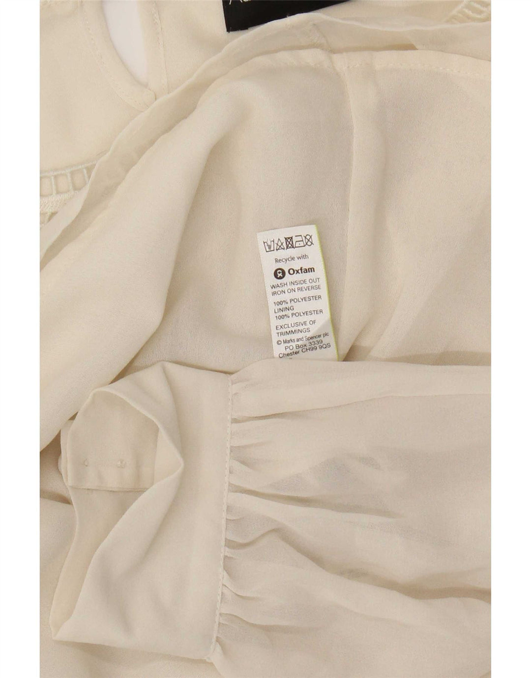 Blusa feminina Marks & Spencer Autograph manga comprida Reino Unido 16 grande bege