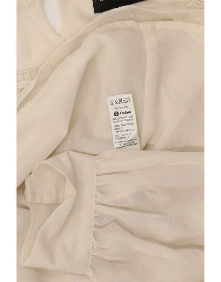 Blusa feminina Marks & Spencer Autograph manga comprida Reino Unido 16 grande bege