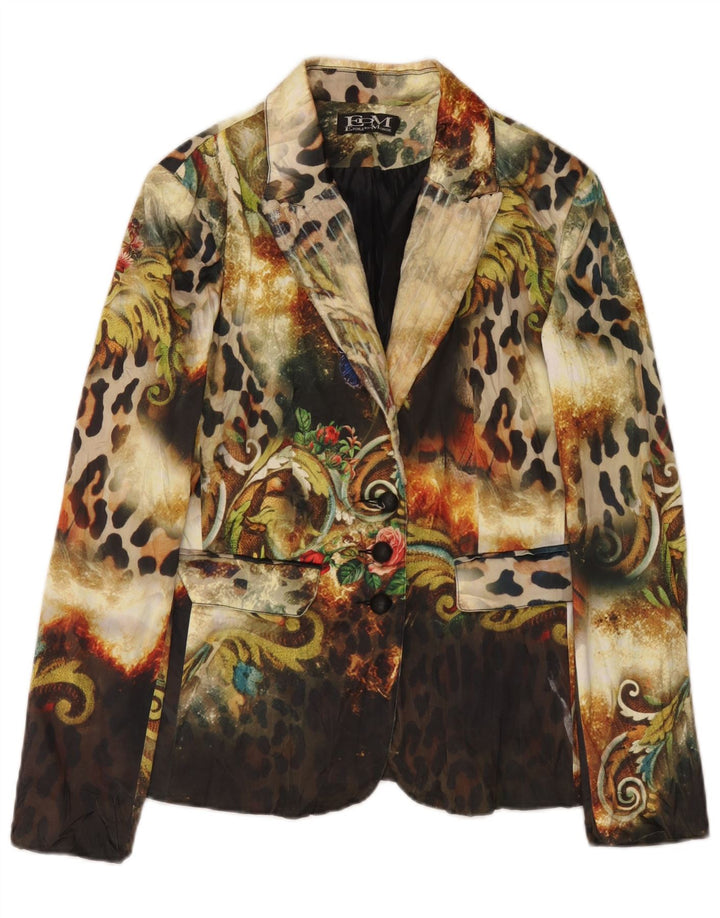 Jaqueta blazer feminina Etoile Du Monde Reino Unido 10 pequena estampa animal multicolorida