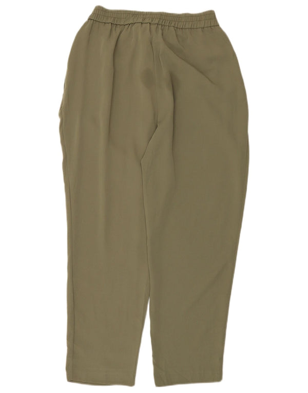 Zara Calça feminina cônica cortada grande W32 L24 poliéster cáqui