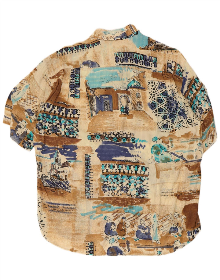 Carrel Camisa masculina de manga curta com estampa abstrata média multicolorida