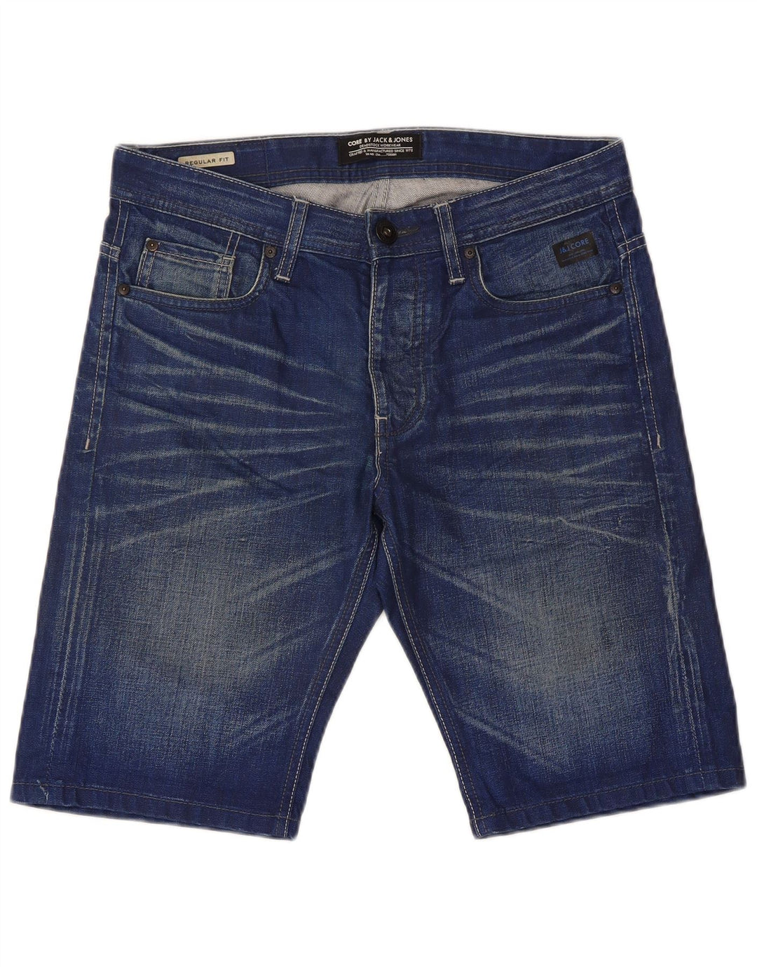 Shorts jeans masculino Jack & Jones Regular Fit pequeno W32 algodão azul