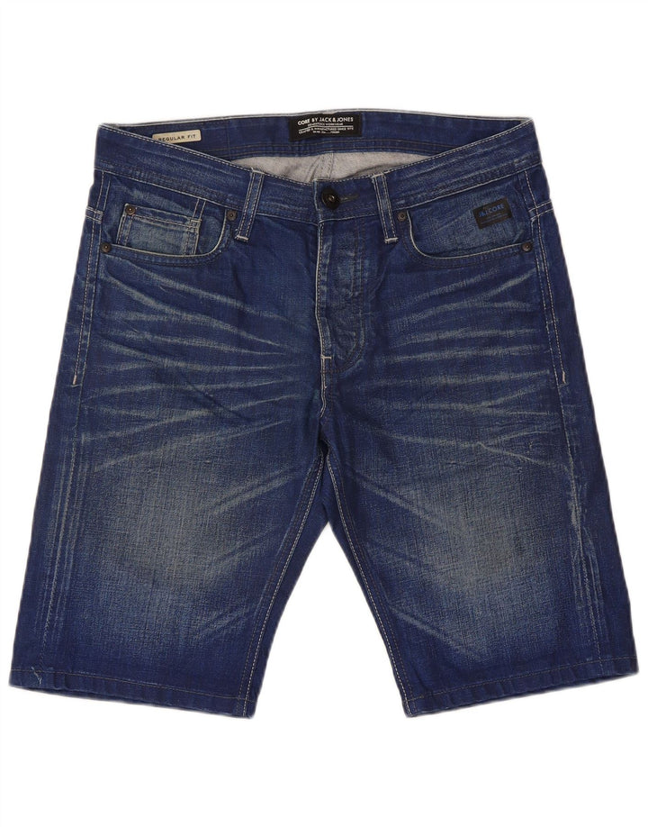 Shorts jeans masculino Jack & Jones Regular Fit pequeno W32 algodão azul