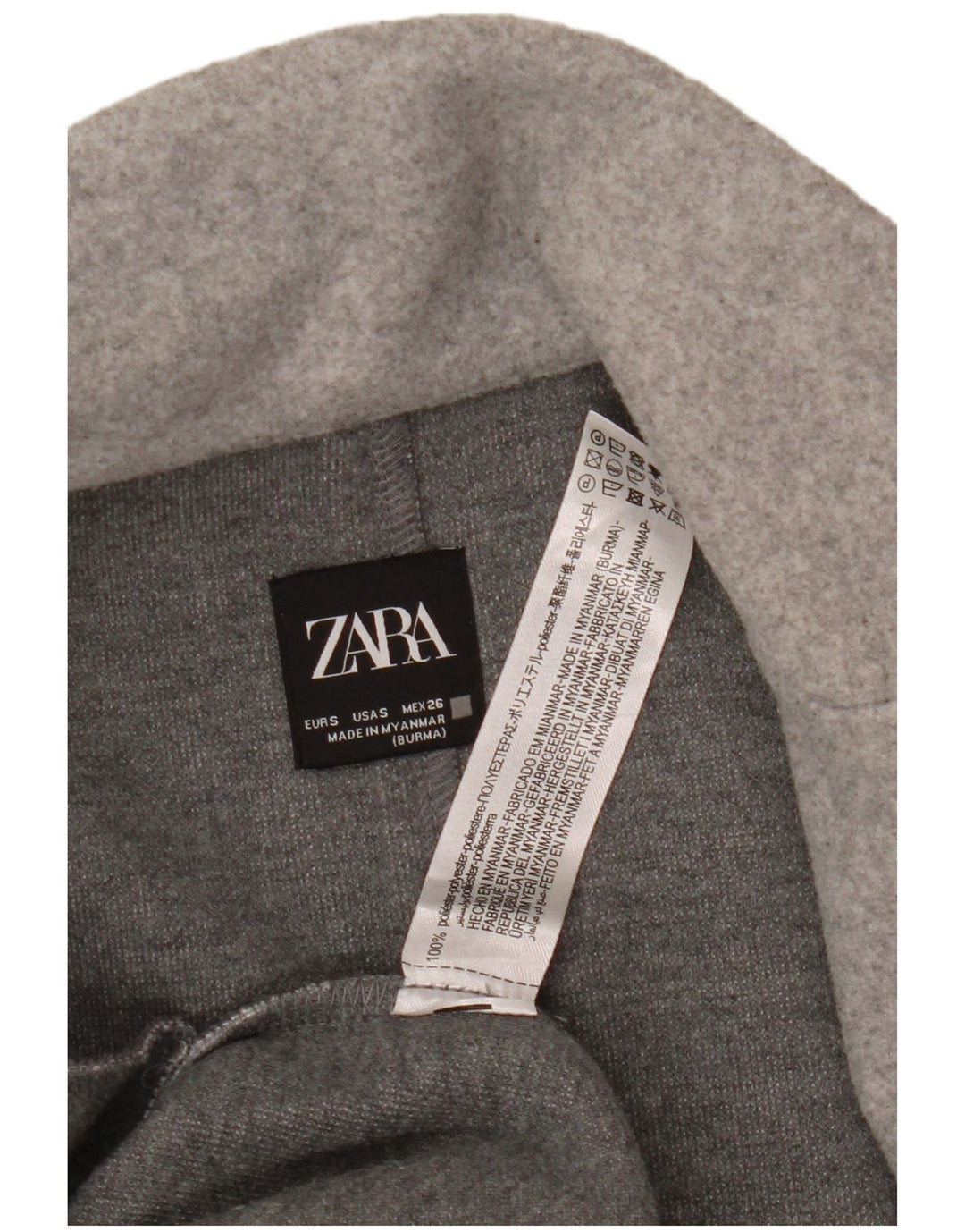 Sobretudo aberto feminino Zara UK 10 pequeno poliéster cinza