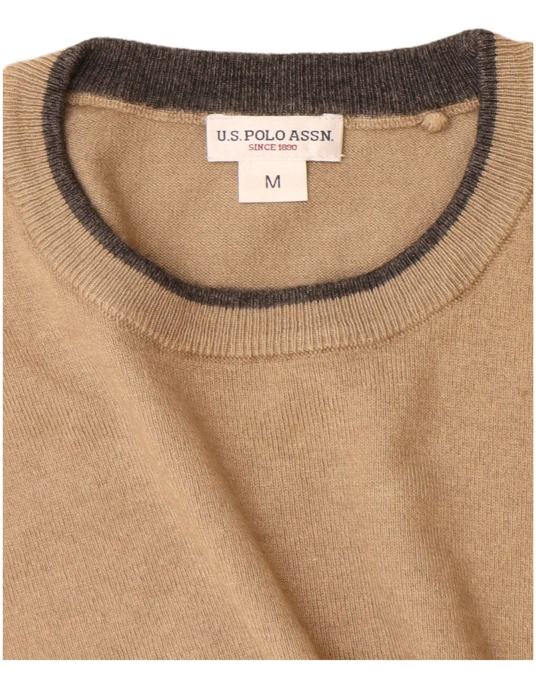 US Polo Assn. Suéter masculino com gola redonda bege médio