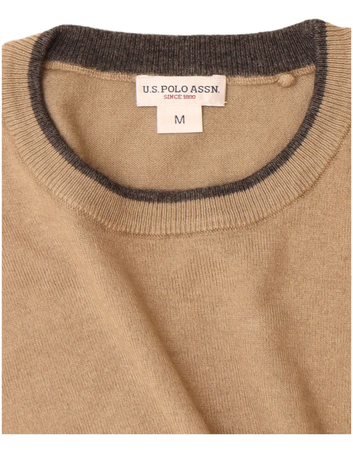 US Polo Assn. Suéter masculino com gola redonda bege médio