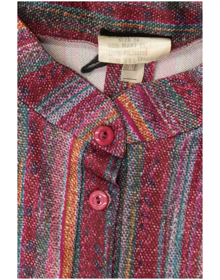 Vestido básico feminino VINTAGE UK 26 4XL poliéster listrado cor de vinho